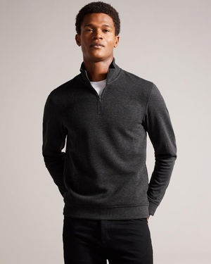 Pull Ted Baker Quilted Jersey Half Zip Grise Homme | DTI-38094836